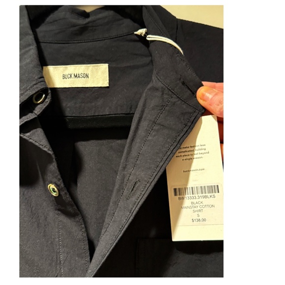 Buck Mason - Mainstay Cotton Button-Down Shirt - Black - Size S (W 4/6) - NWT - Picture 6 of 15